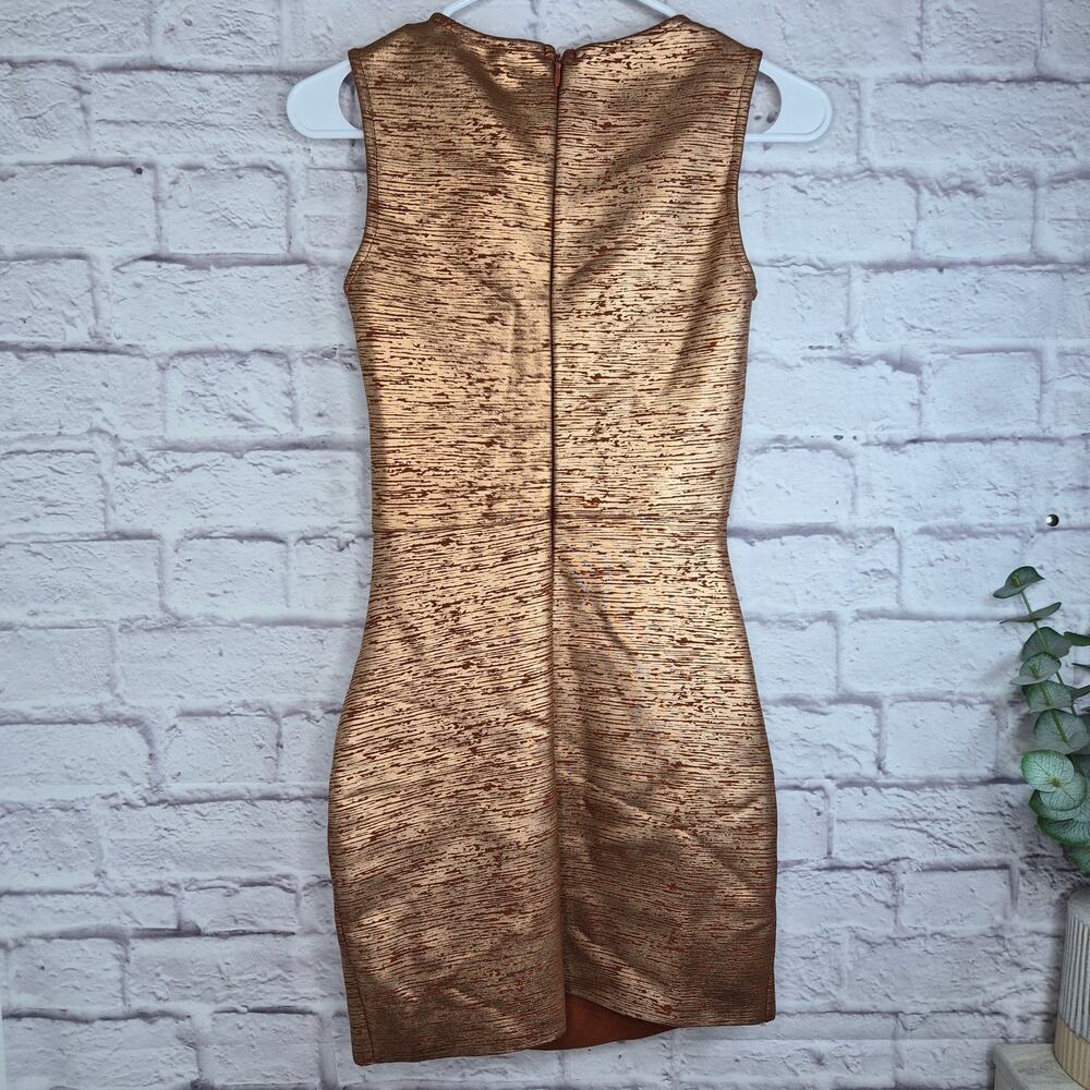 ELLIATT Rhian Metallic Ruched Mini Dress Homecoming Bodycon XS Cocktail Bronze - Picture 6 of 10